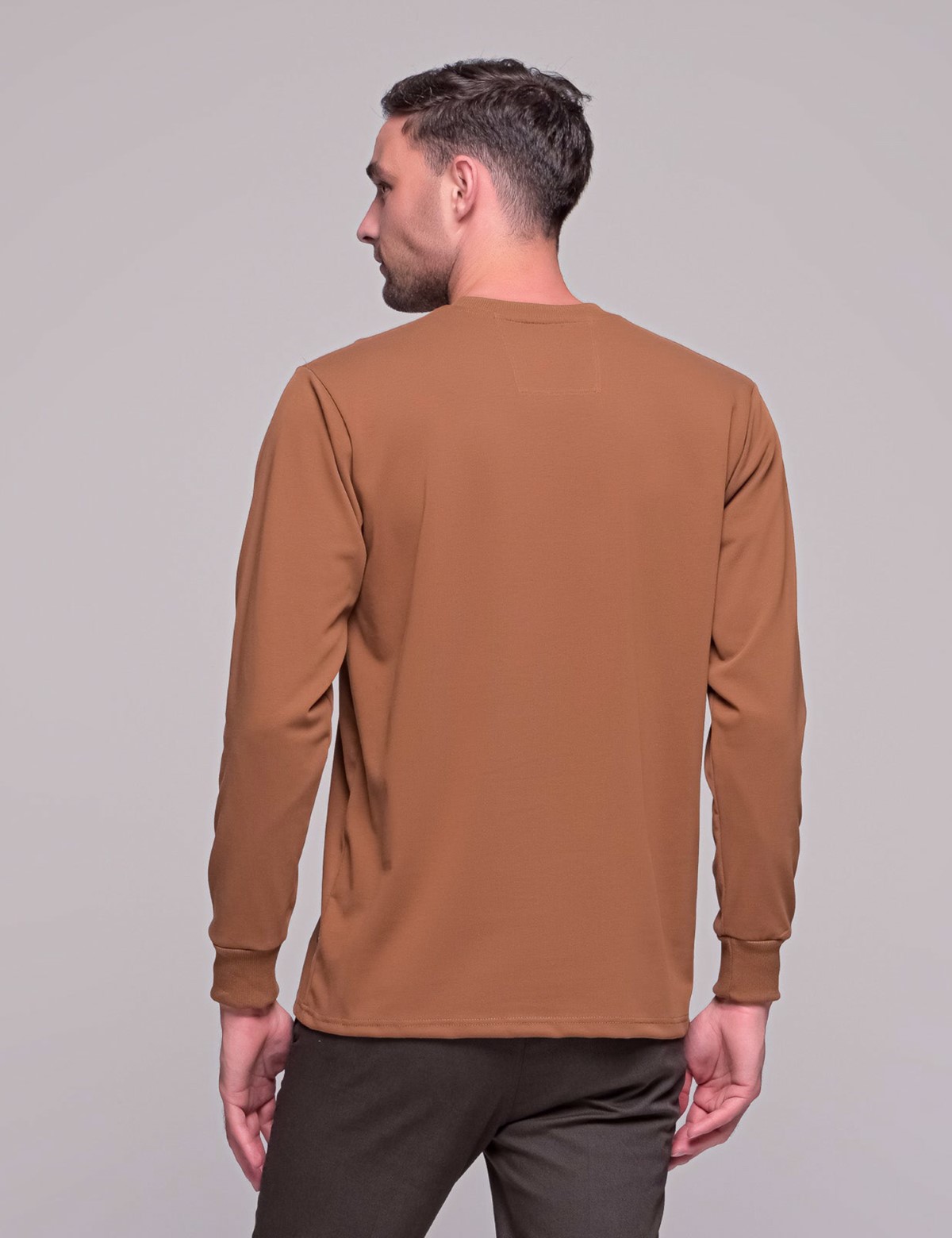 Everbest Ανδρική κάμελ βαμβακερή μπλούζα Plus size 2310160 φωτογραφία